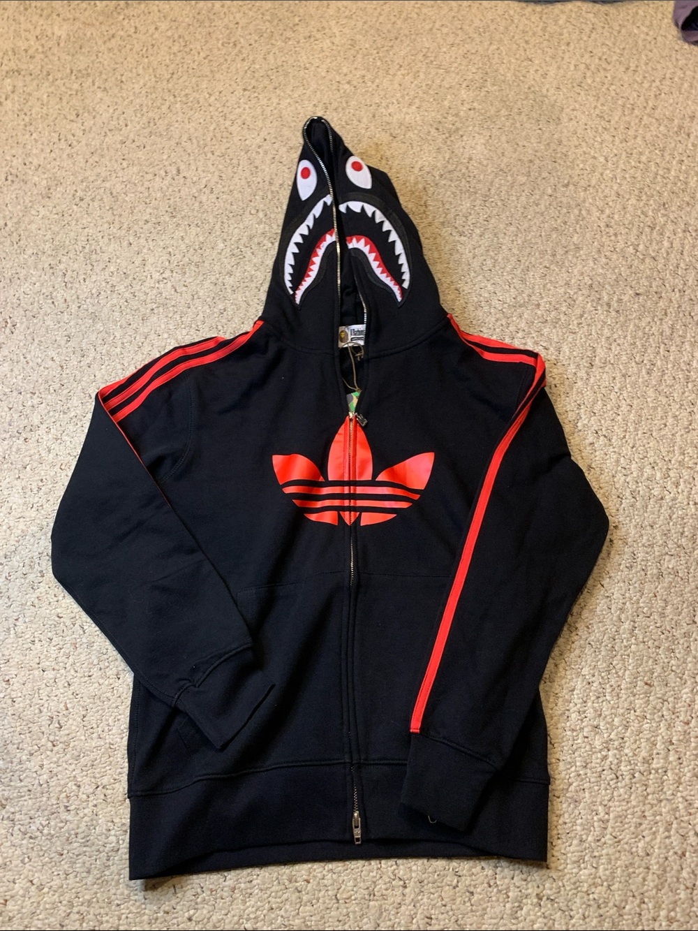 Black & Red Shark Hoodie Jacket
